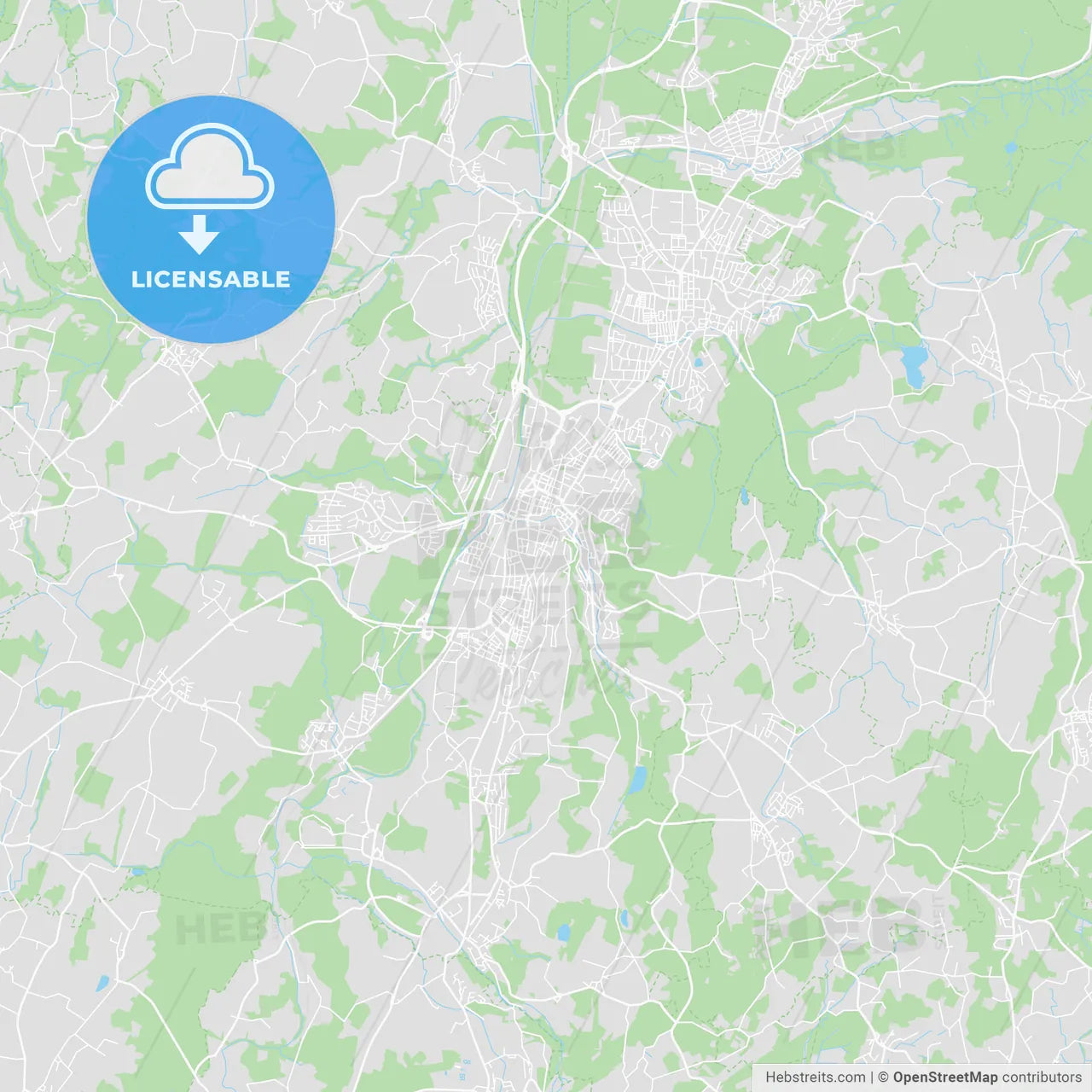 Ravensburg, Germany printable street map