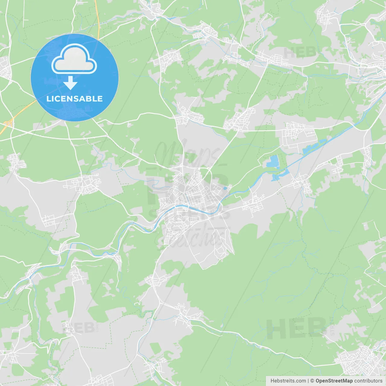 Rottenburg am Neckar, Germany printable street map