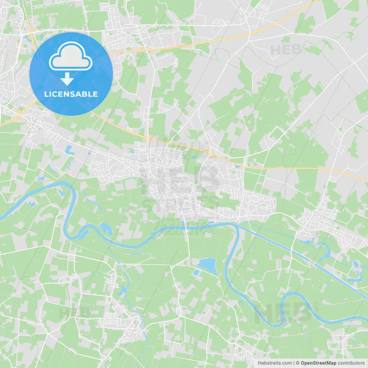 Achim, Germany printable street map