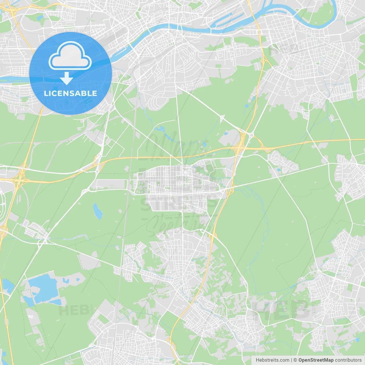 Neu-Isenburg, Germany printable street map