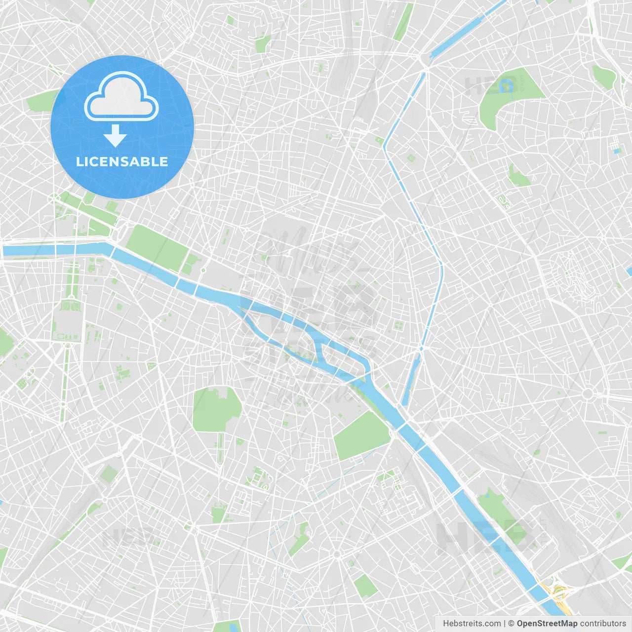 Printable map of Paris, France
