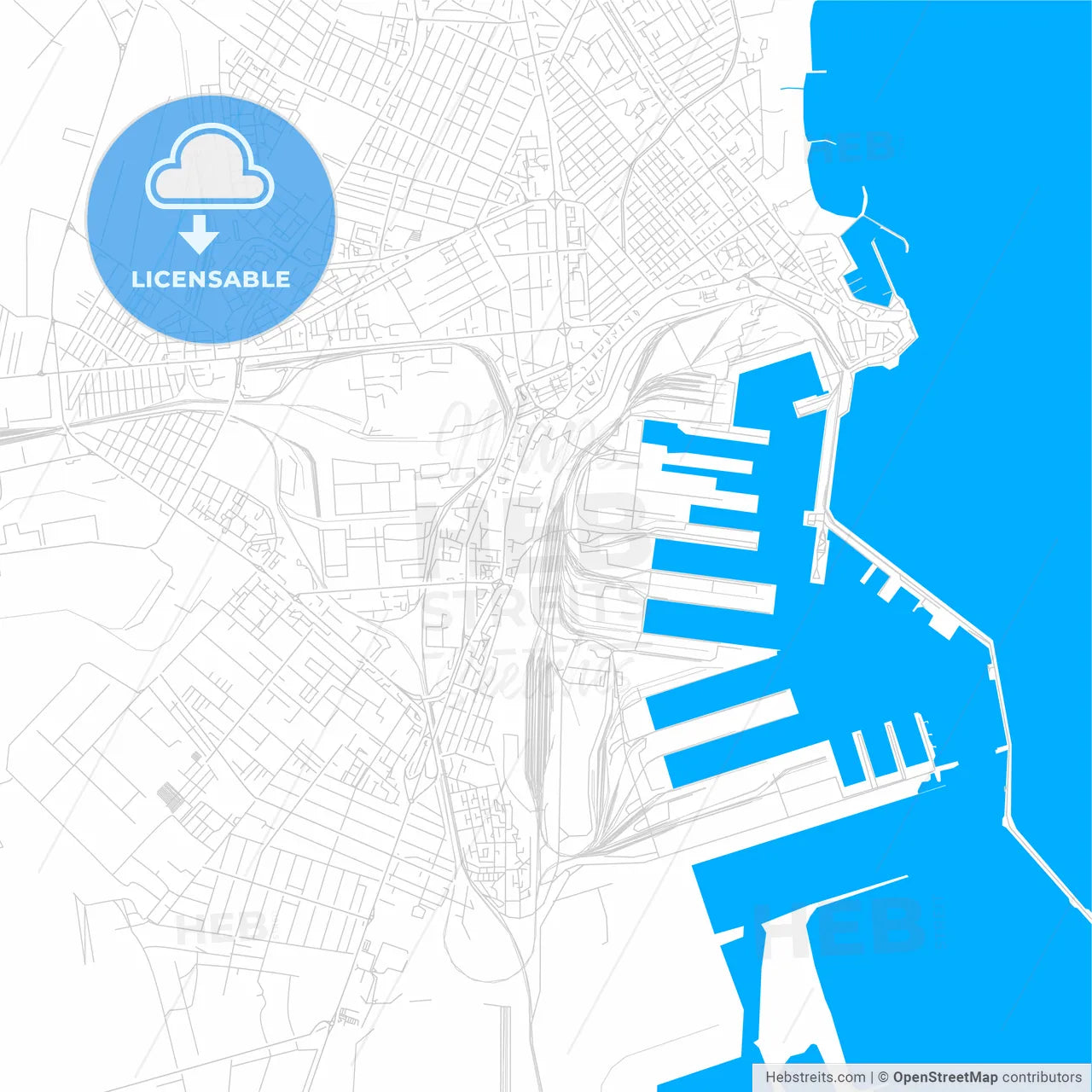 Constanța, Romania bright two-toned vector map