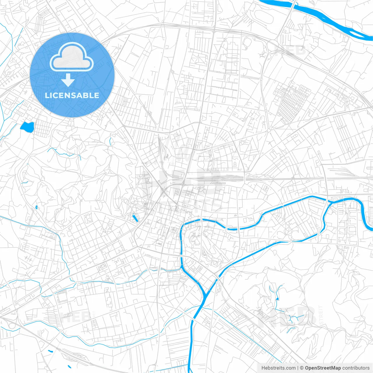 Ljubljana, Slovenia bright two-toned vector map