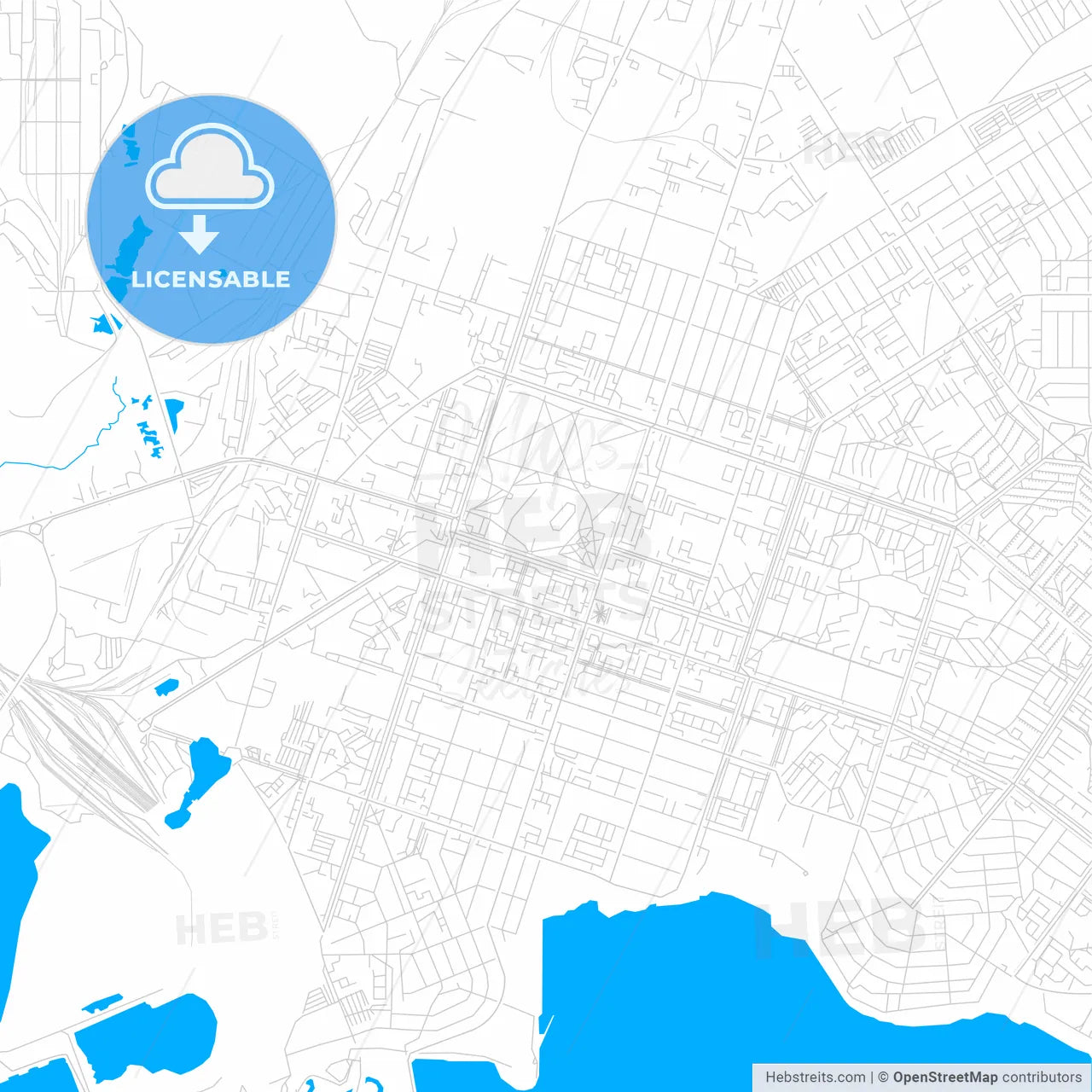 Berezniki, Russia bright two-toned vector map