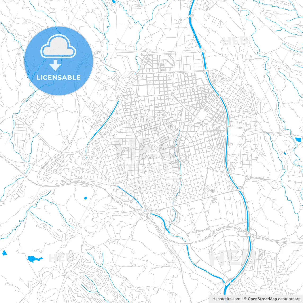 Terrassa, Spain bright two-toned vector map