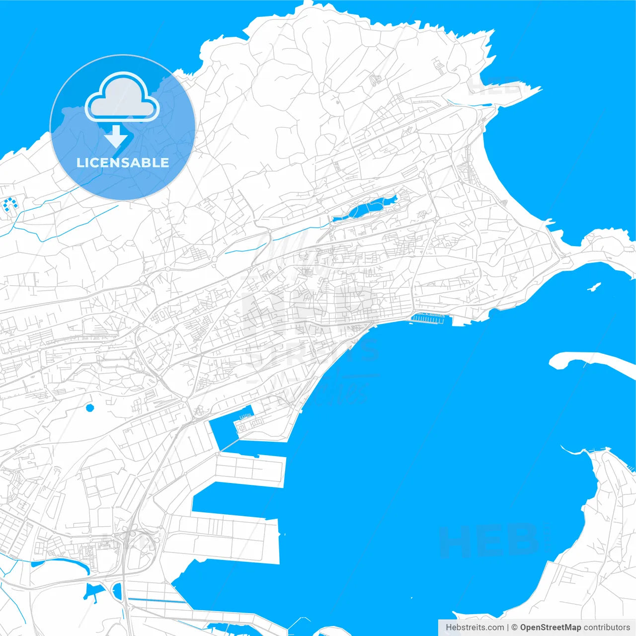 Santander, Spain bright two-toned vector map