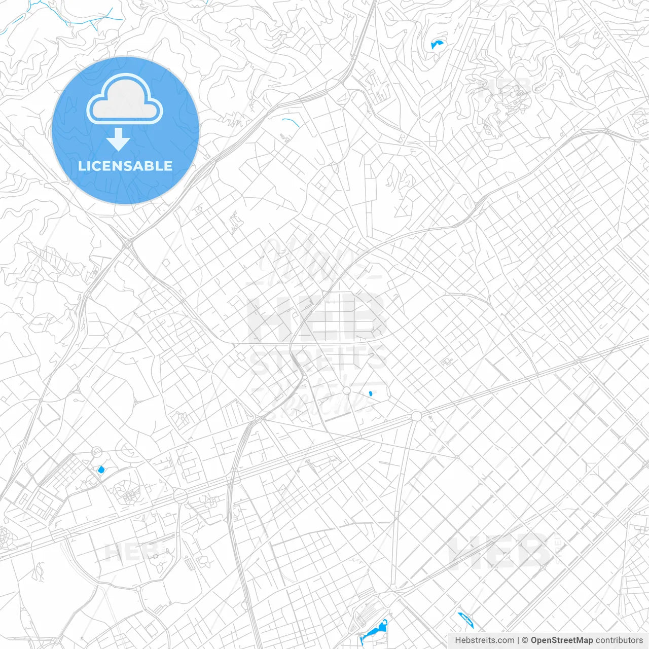 Sarrià-Sant Gervasi, Spain bright two-toned vector map