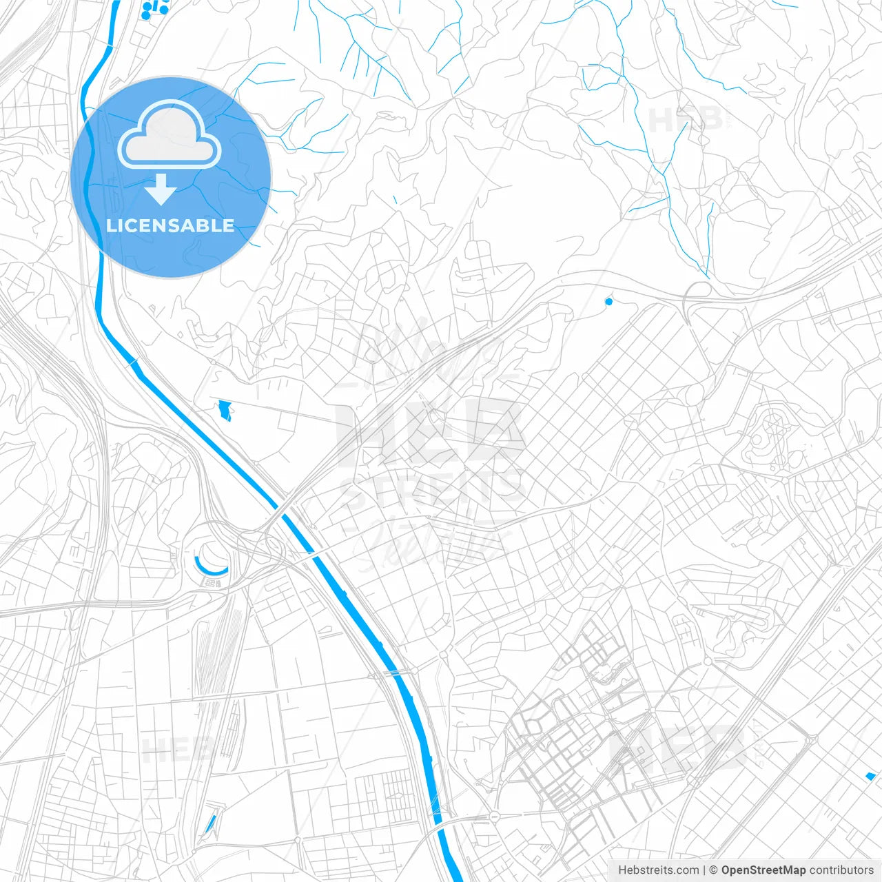 Santa Coloma de Gramenet, Spain bright two-toned vector map