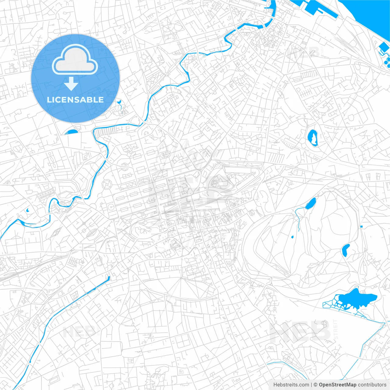 Edinburgh, Scotland bright two-toned vector map