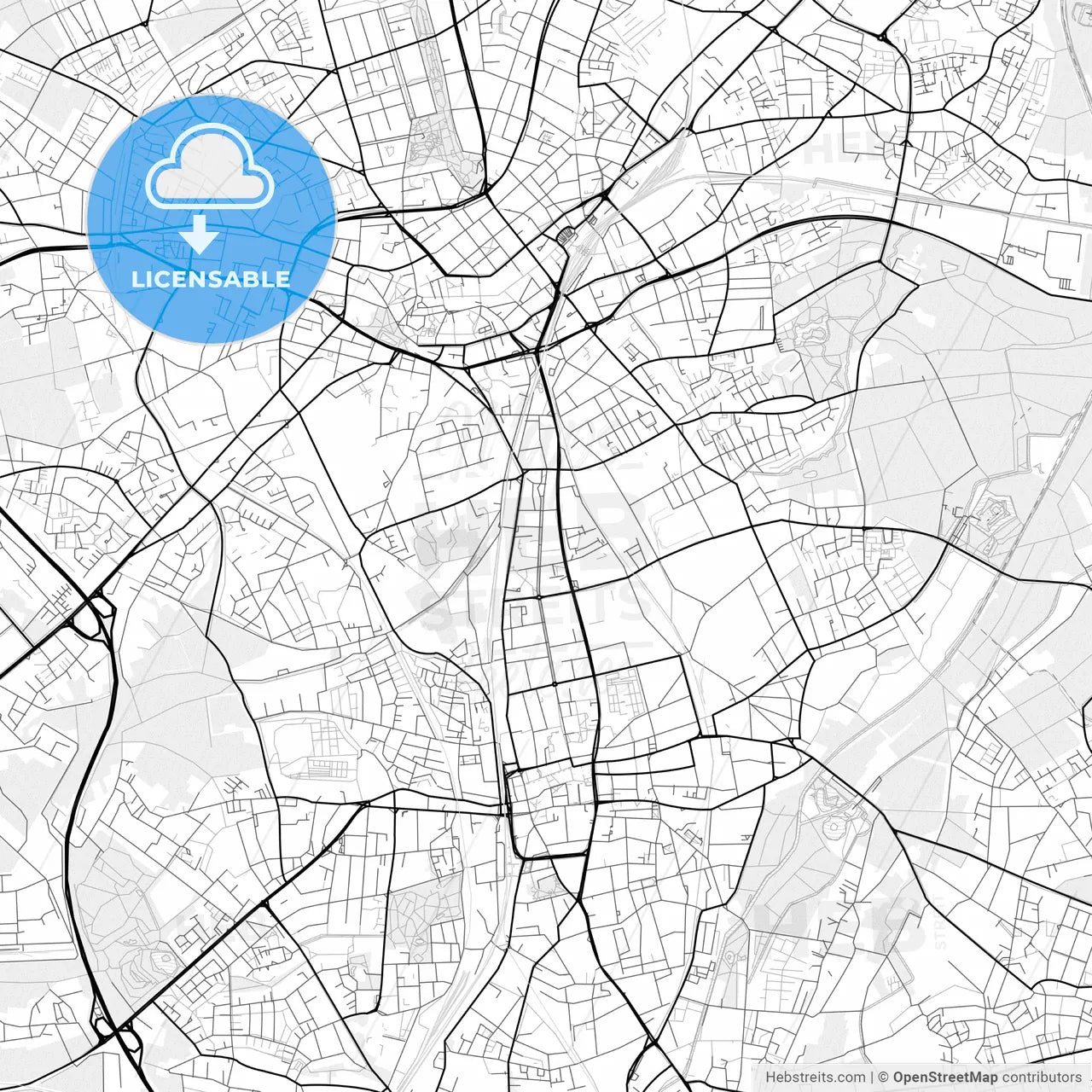 Vector PDF map of Monchengladbach, Germany