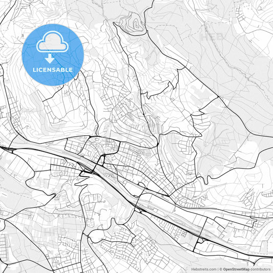 Vector PDF map of Esslingen am Neckar, Germany