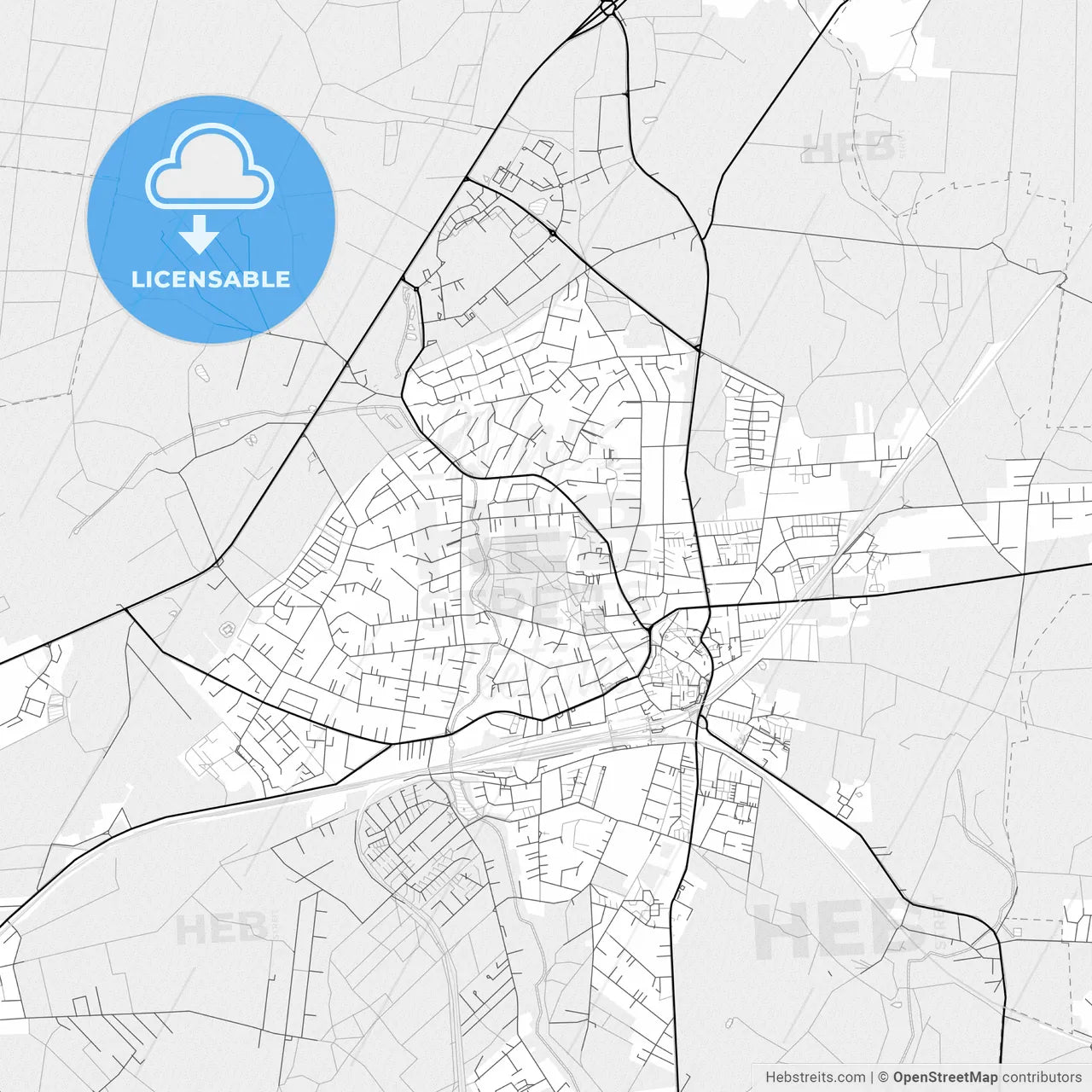 Vector PDF map of Buchholz in der Nordheide, Germany