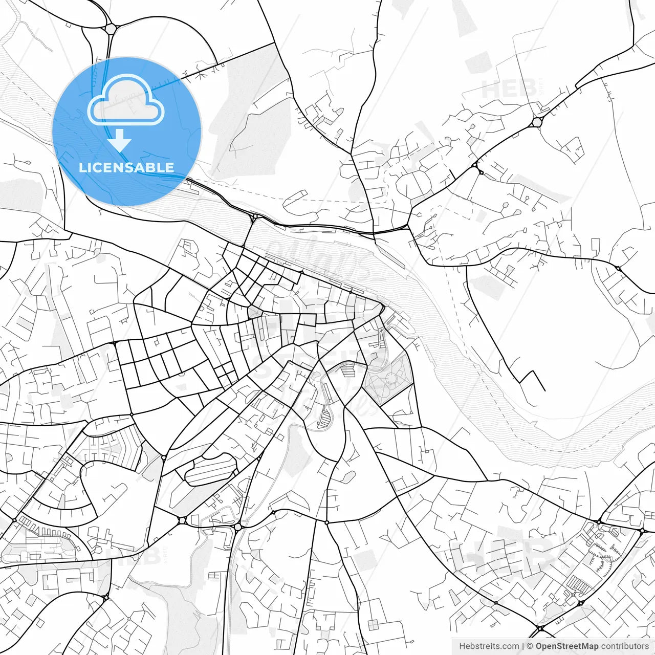 Vector PDF map of Waterford, Ireland