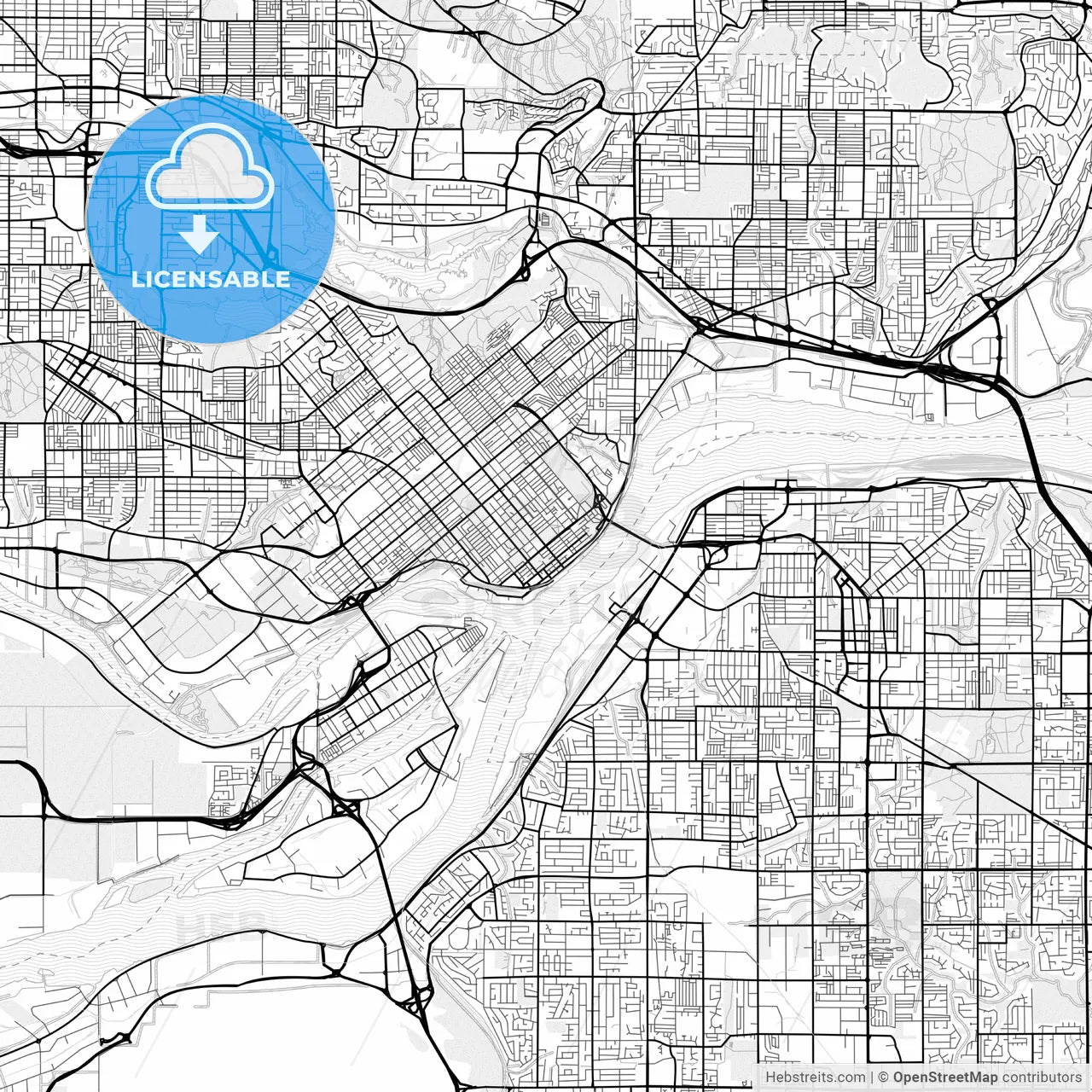 Vector PDF map of New Westminster, Canada