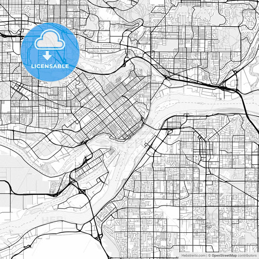 Vector PDF map of New Westminster, Canada