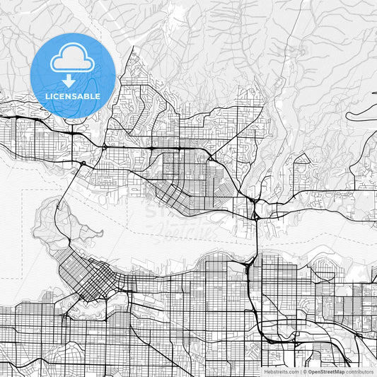 Vector PDF map of North Vancouver, Canada