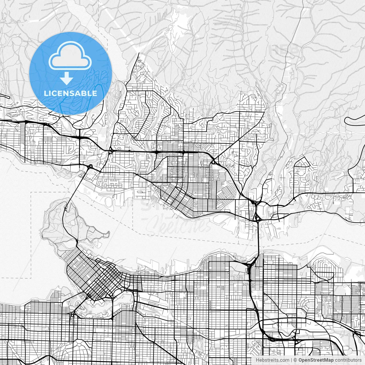 Vector PDF map of North Vancouver, Canada