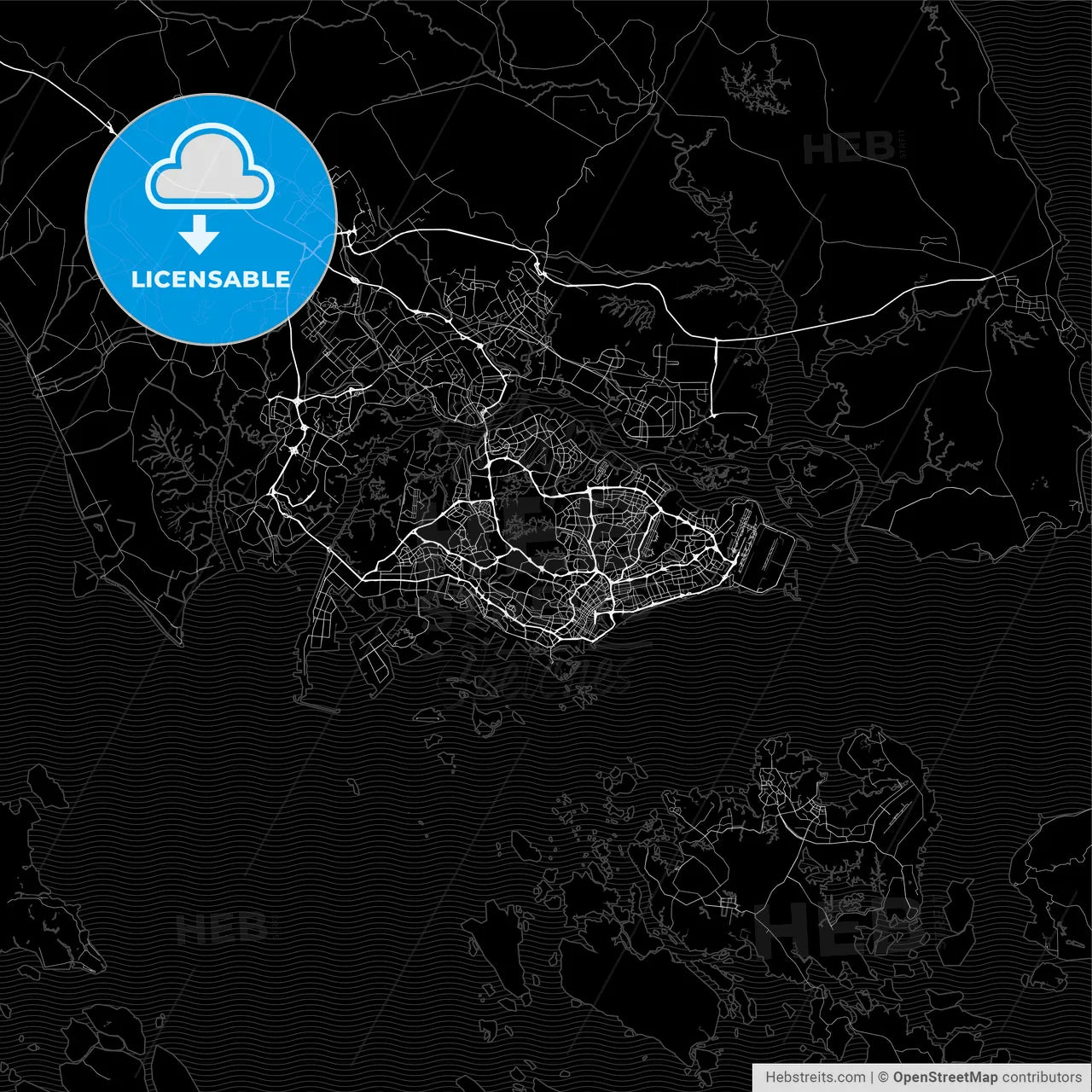 Dark area map of Singapore, Singapore