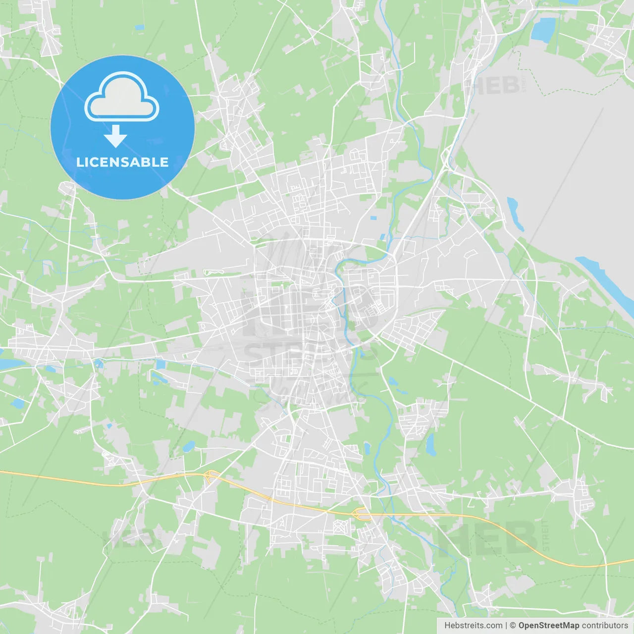 Cottbus, Germany printable street map