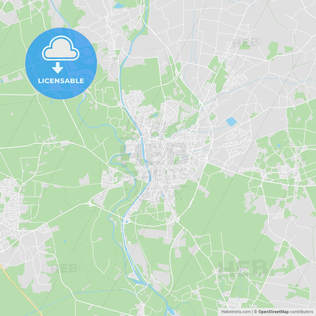 Lingen (Ems), Germany Printable Street Map – HEBSTREITS