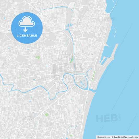 Printable map of Chennai, India