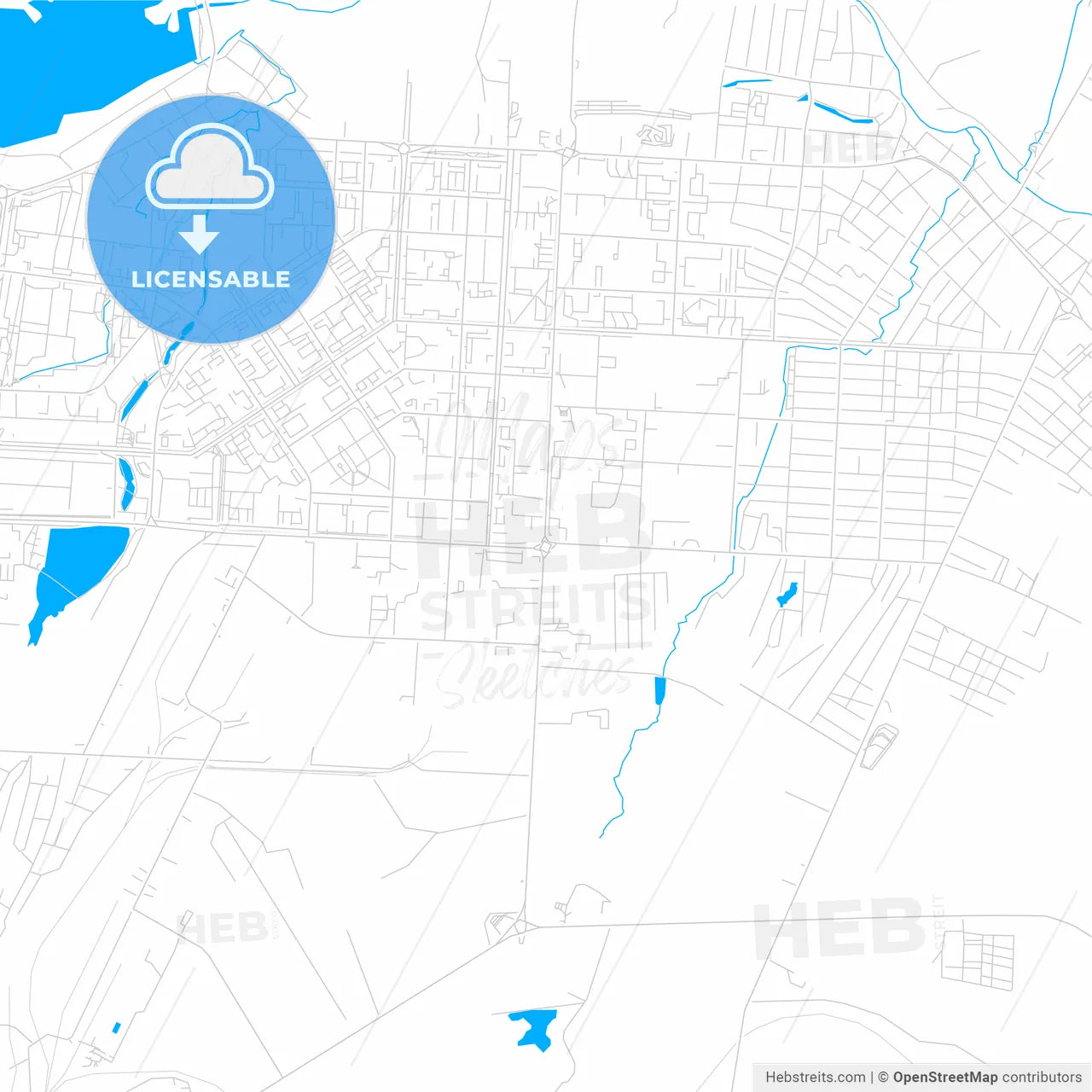 Almetyevsk, Russia bright two-toned vector map