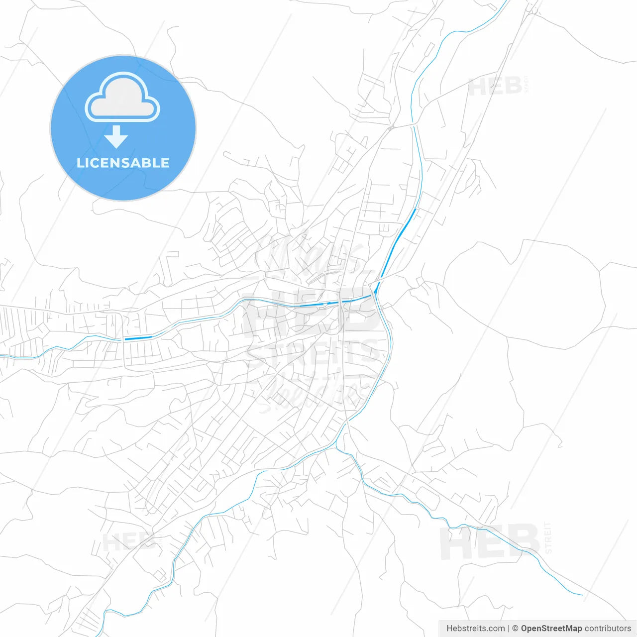 Novi Pazar, Serbia bright two-toned vector map