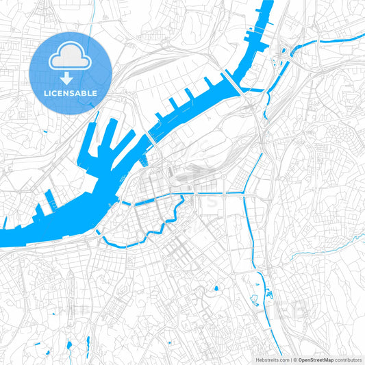 Gothenburg, Sweden bright two-toned vector map