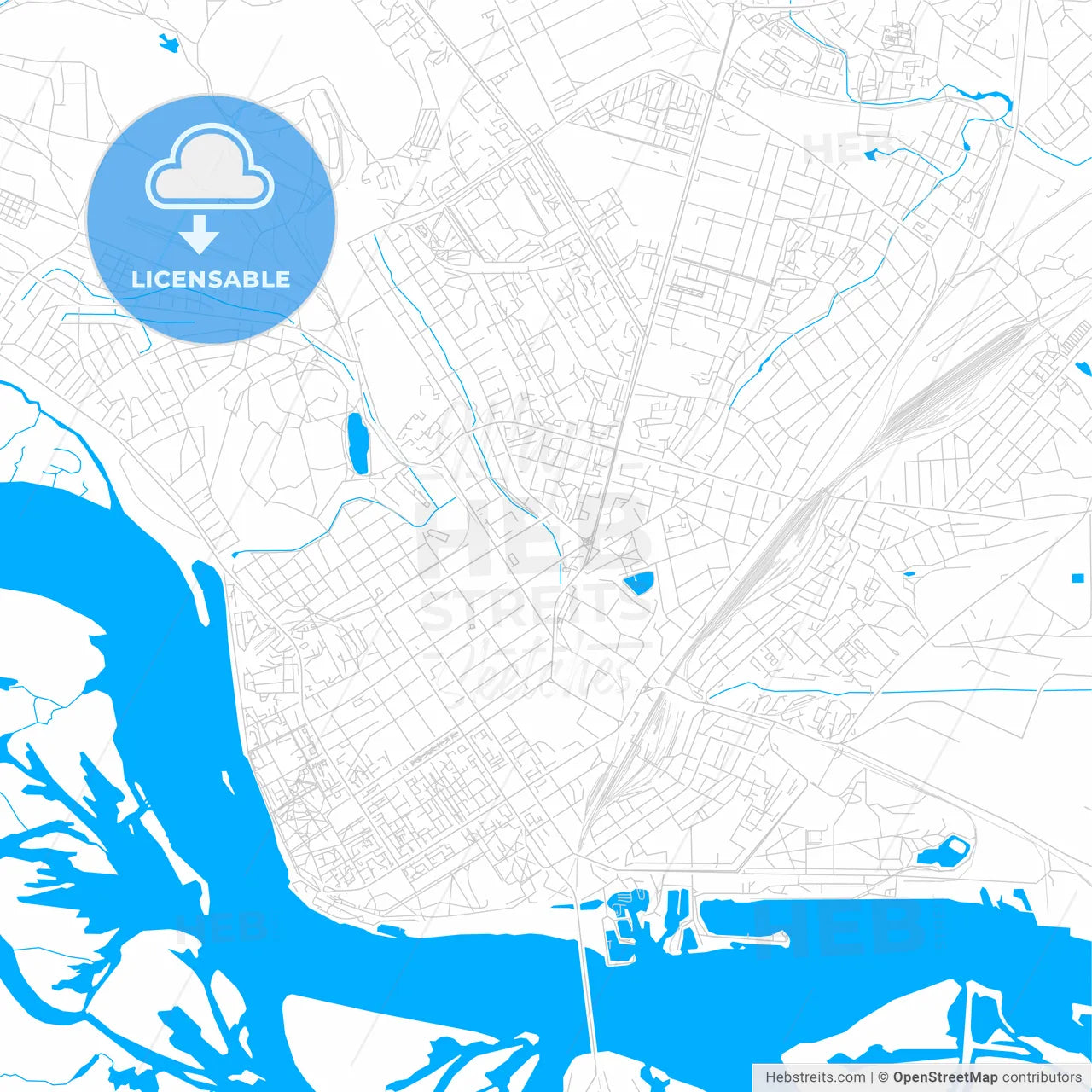 Kremenchuk, Ukraine bright two-toned vector map