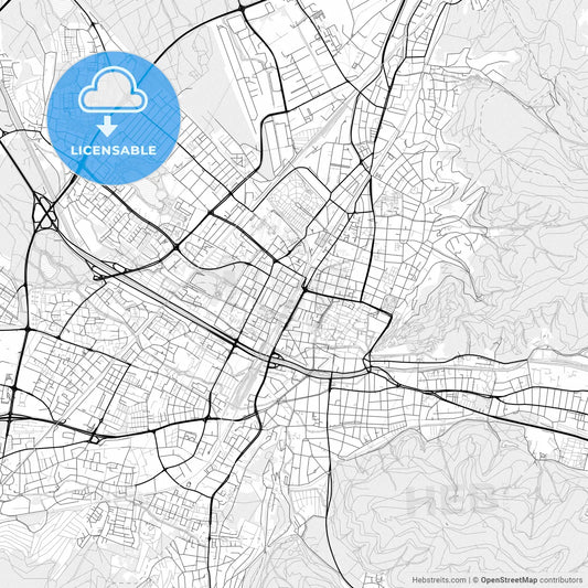 Vector PDF map of Freiburg im Breisgau, Germany