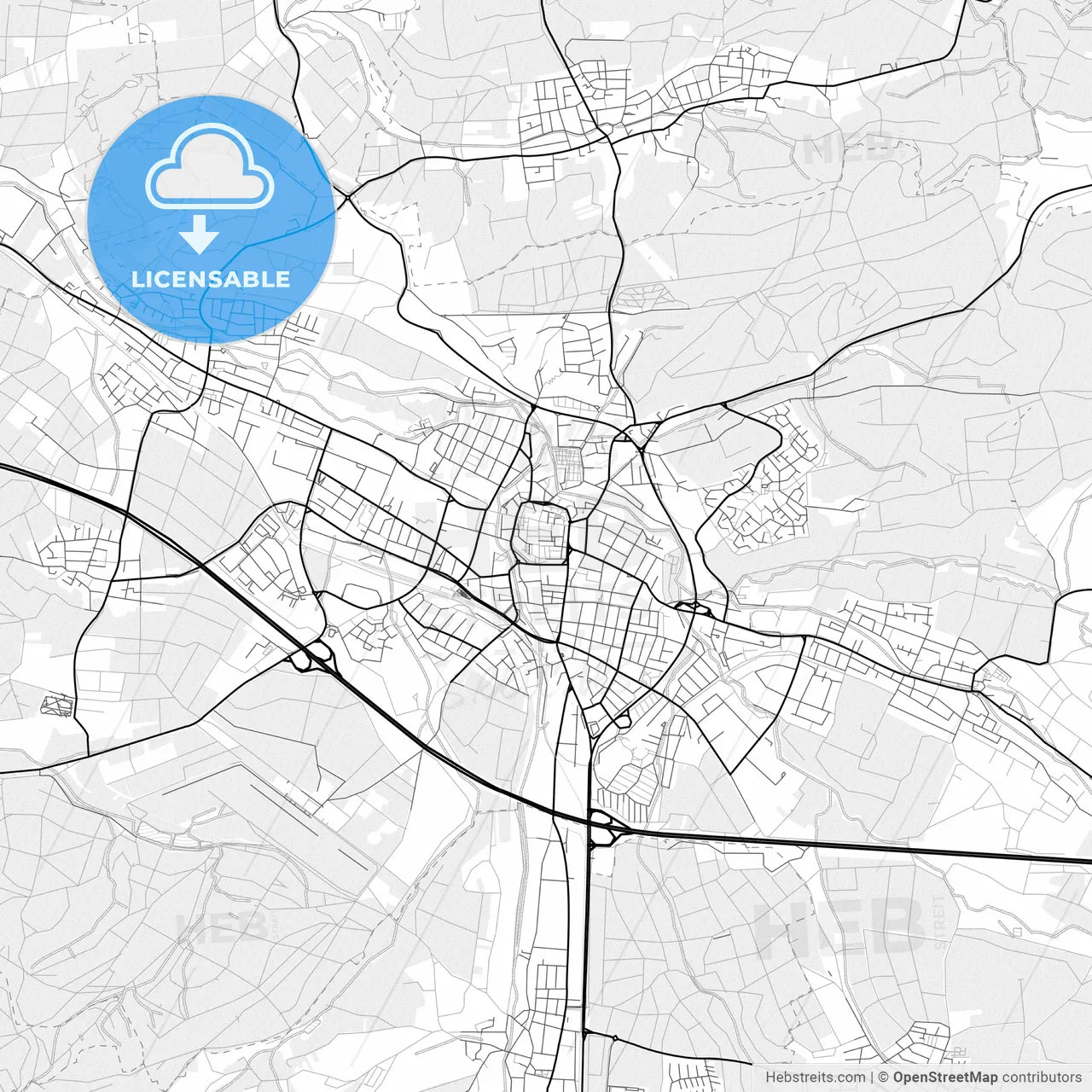 Vector PDF map of Kirchheim unter Teck, Germany