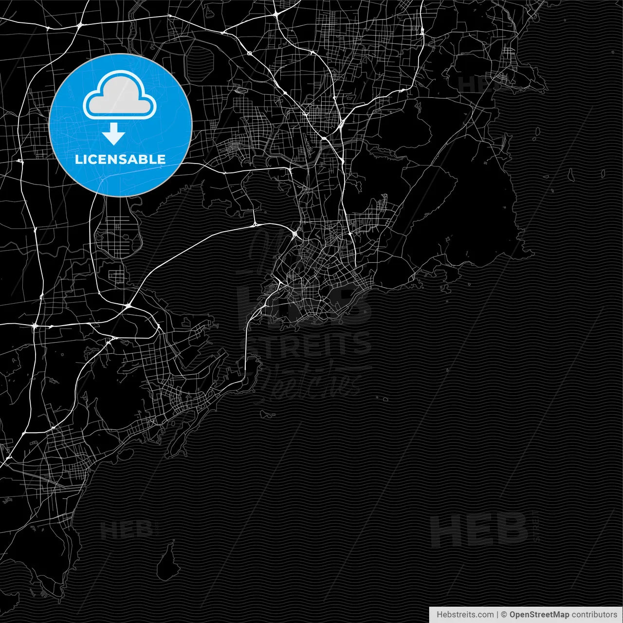 Area map of Qingdao, China, Province Shandong