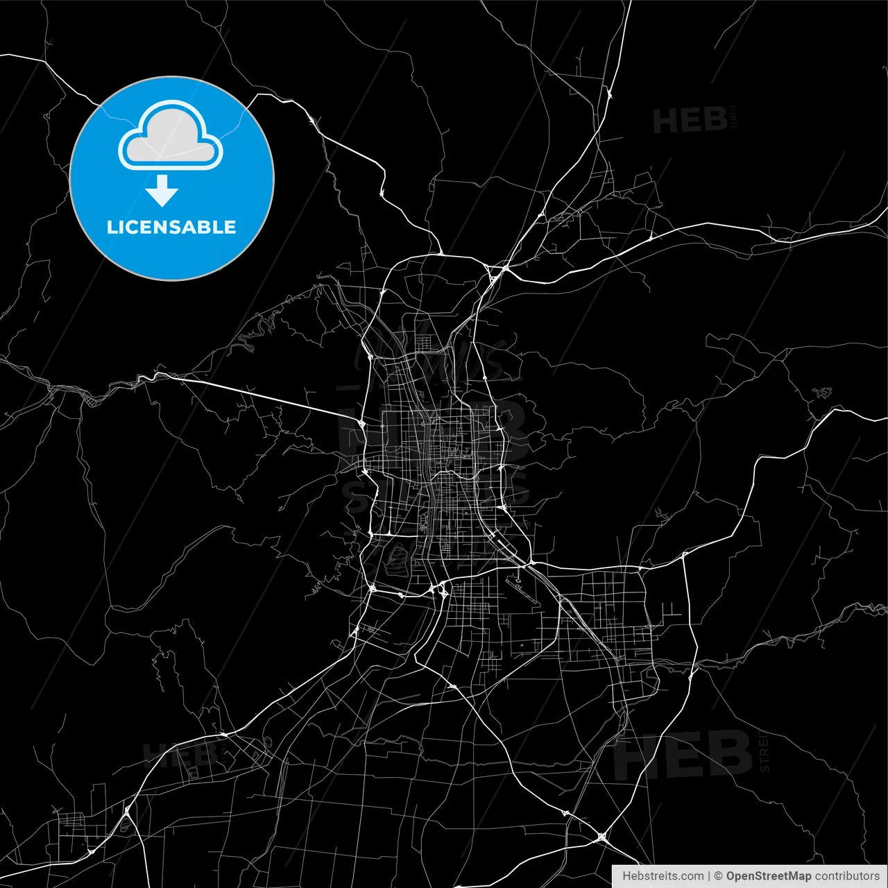 Area map of Taiyuan, China, Province Shanxi