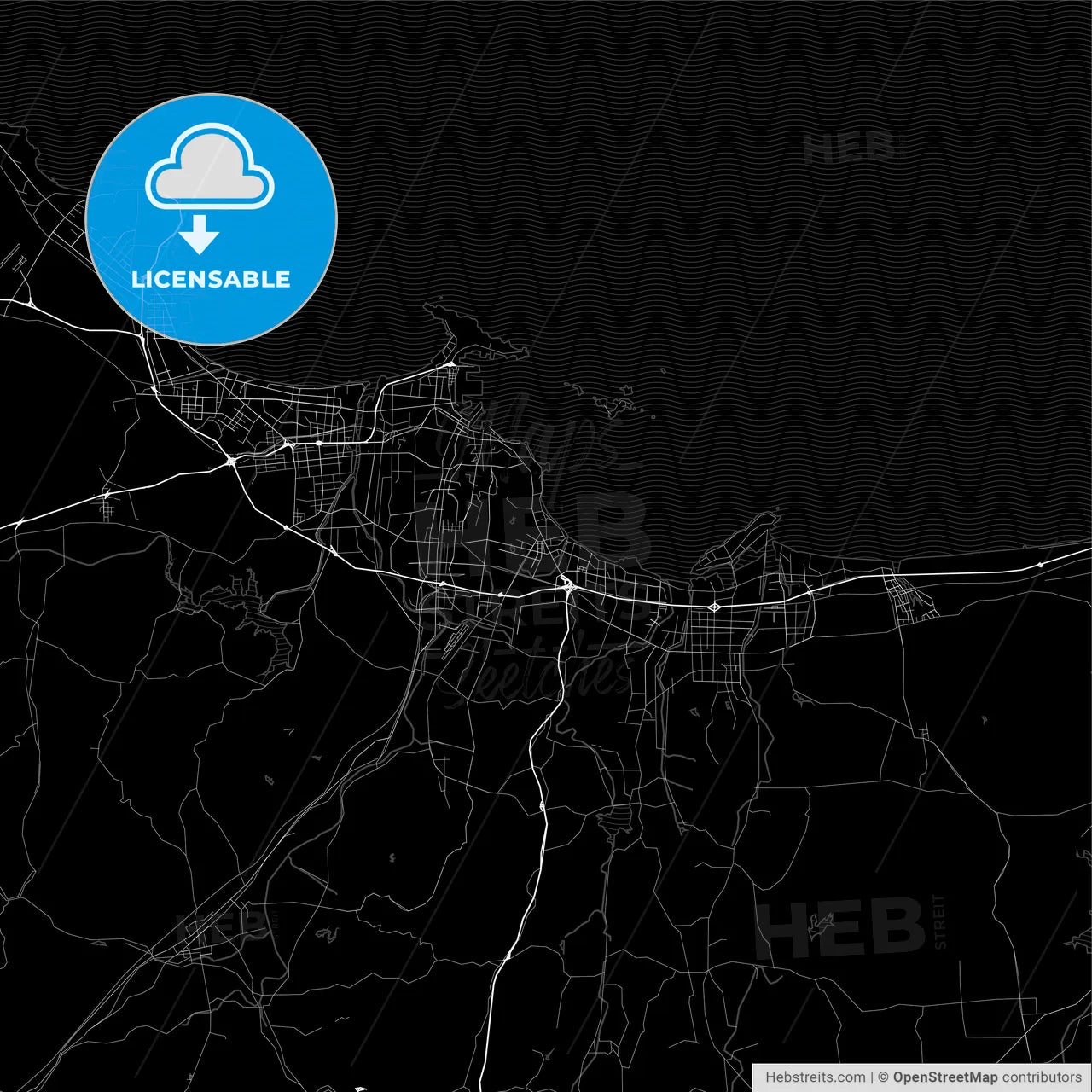Area map of Yantai, China, Province Shandong