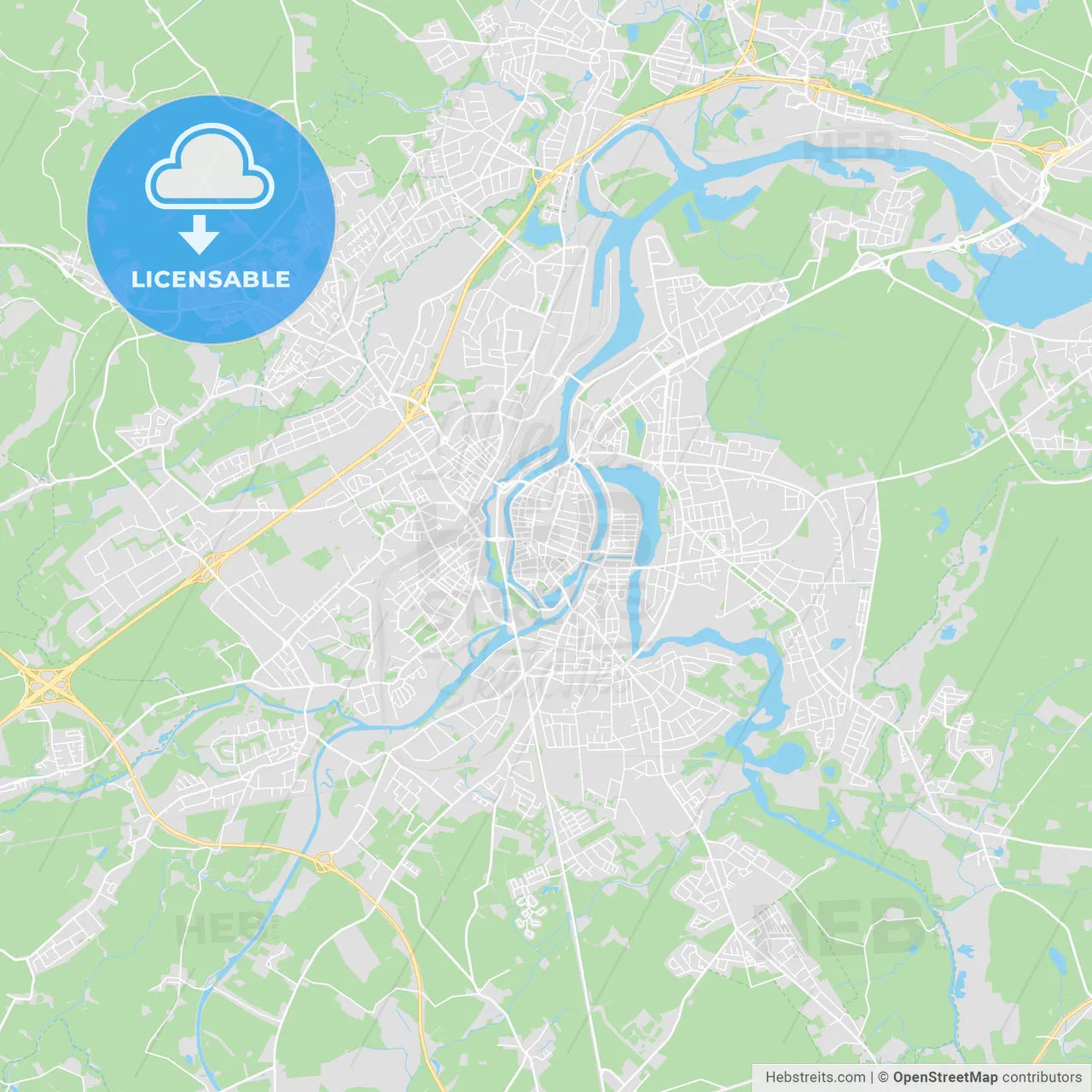 Lubeck, Germany printable street map