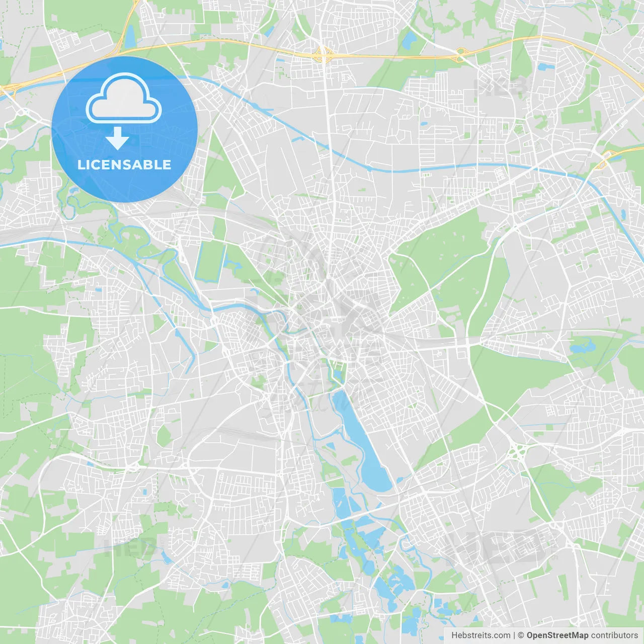 Hanover, Germany printable street map