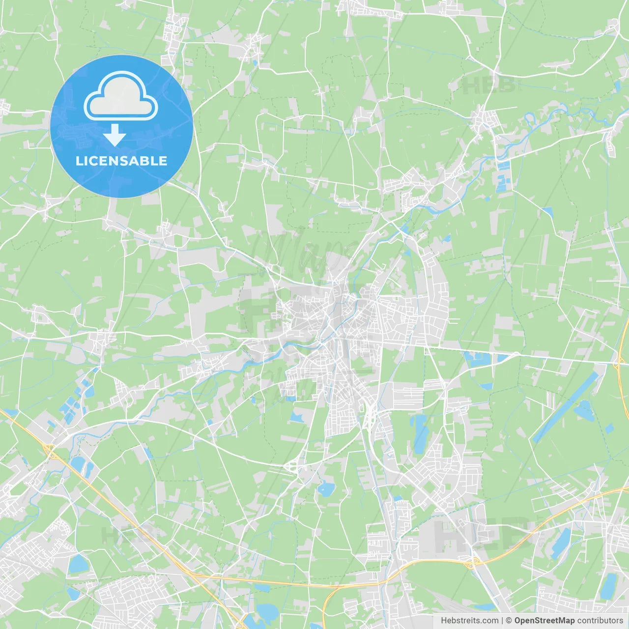 Dachau, Germany printable street map