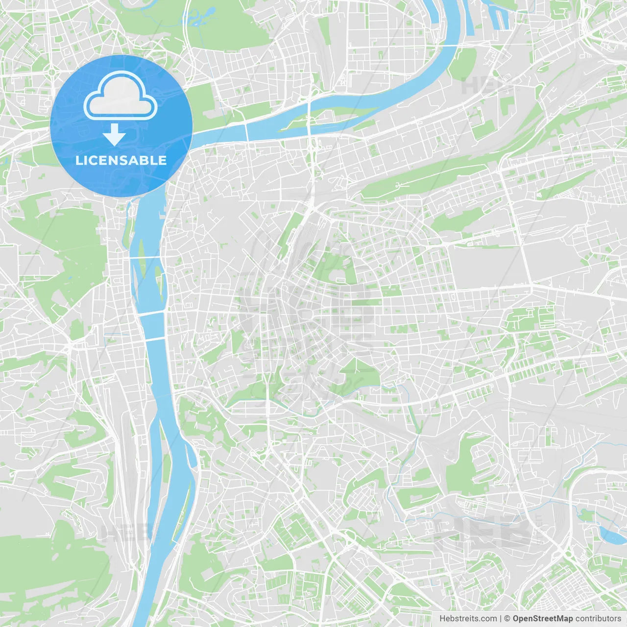 Printable map of Prague, Czech Republic