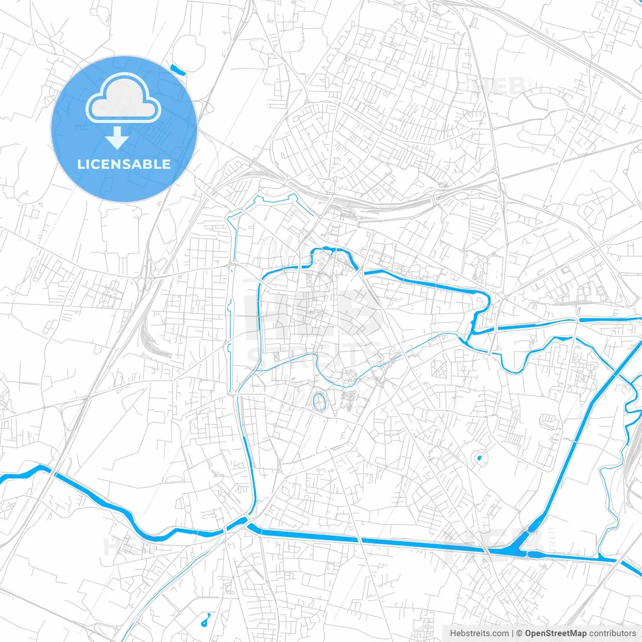 Padua, Italy bright two-toned vector map