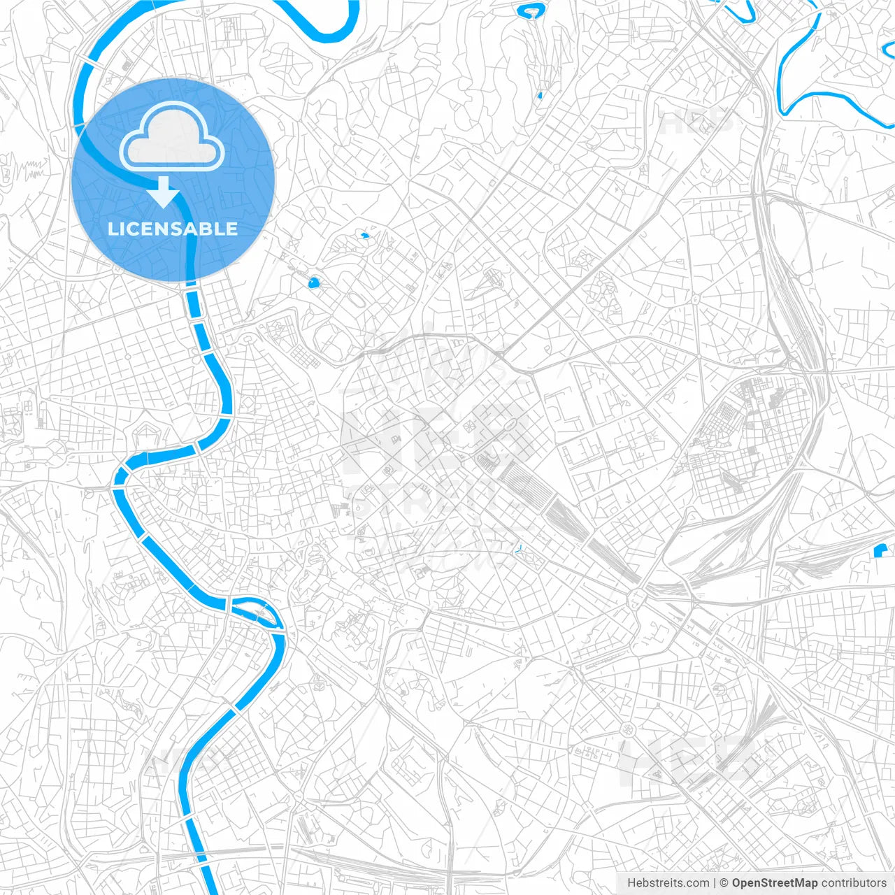 Rome, Italy bright two-toned vector map