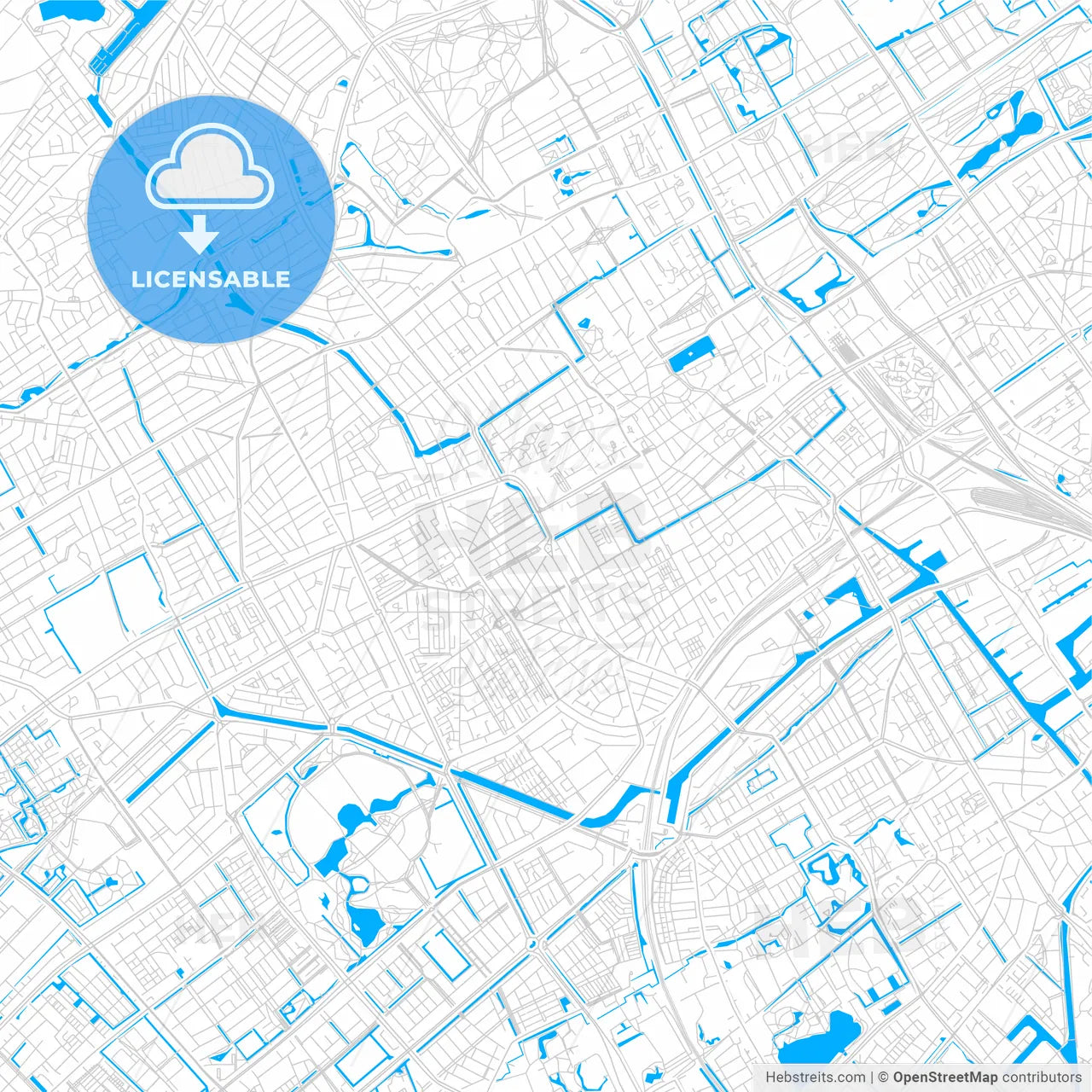 The Hague, Netherlands bright two-toned vector map