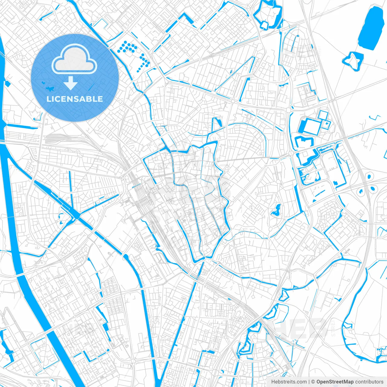 Utrecht, Netherlands bright two-toned vector map