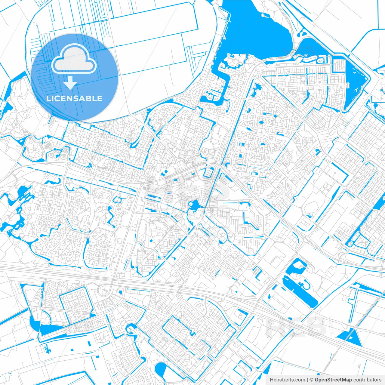 Zoetermeer, Netherlands bright two-toned vector map