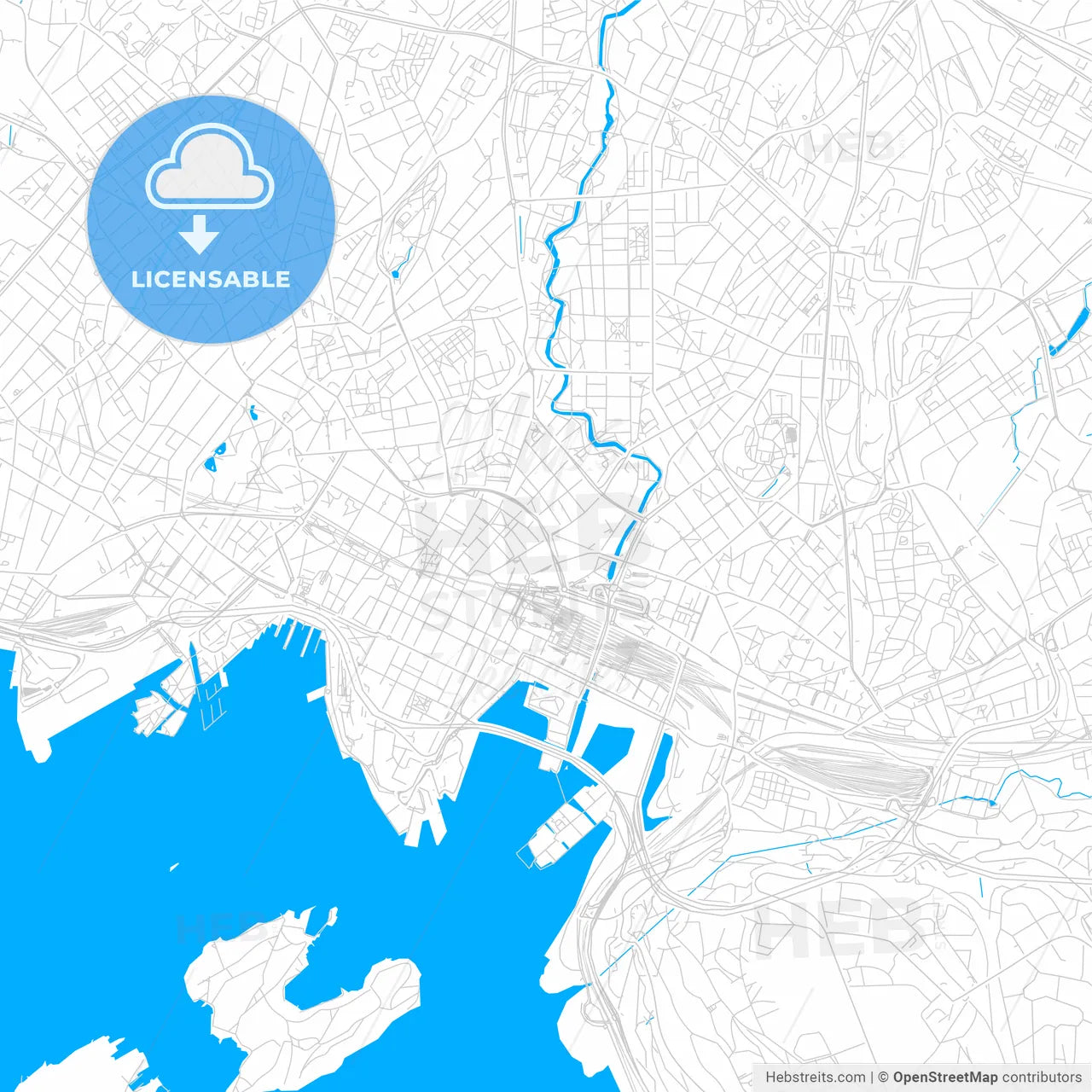 Oslo, Norway bright two-toned vector map