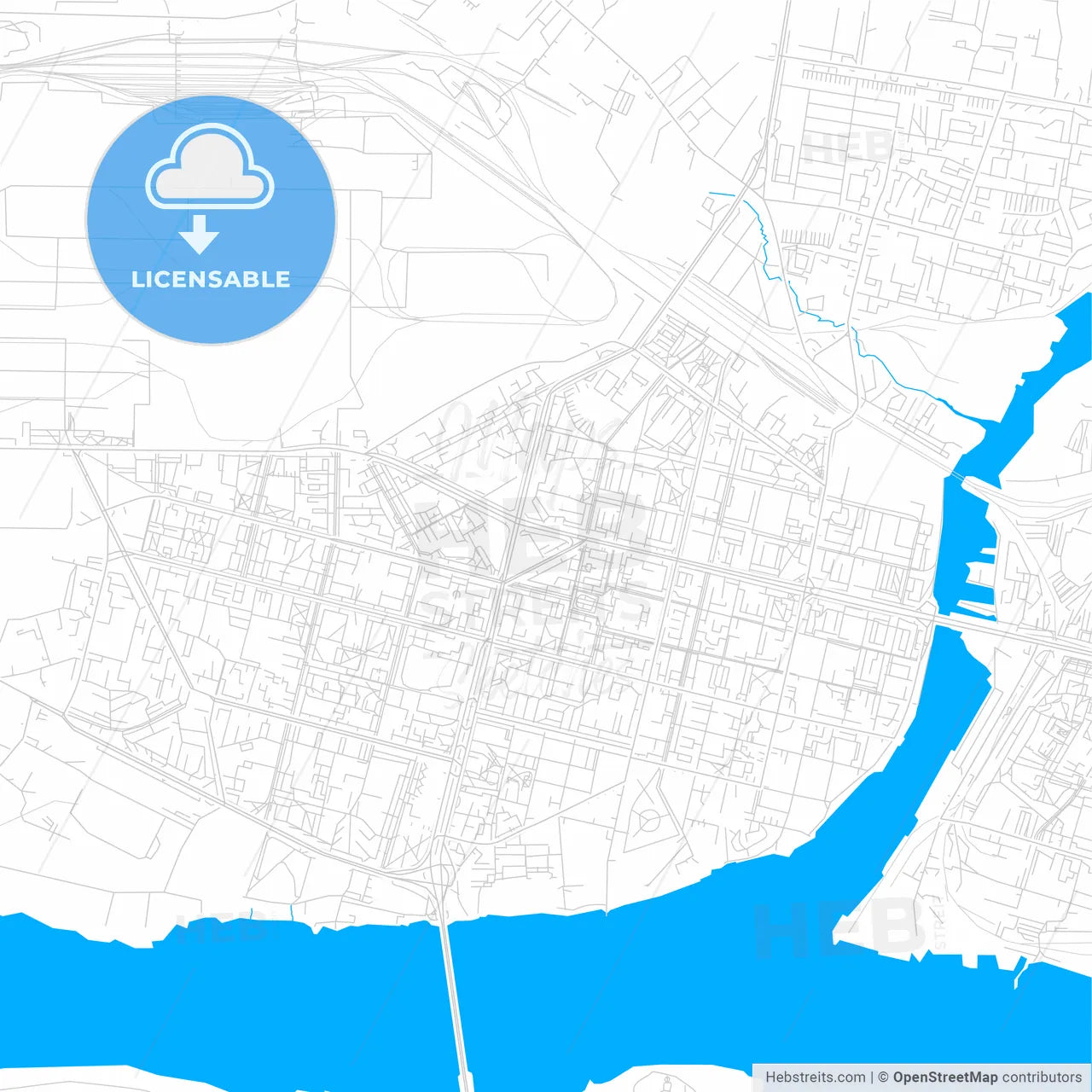 Cherepovets, Russia bright two-toned vector map