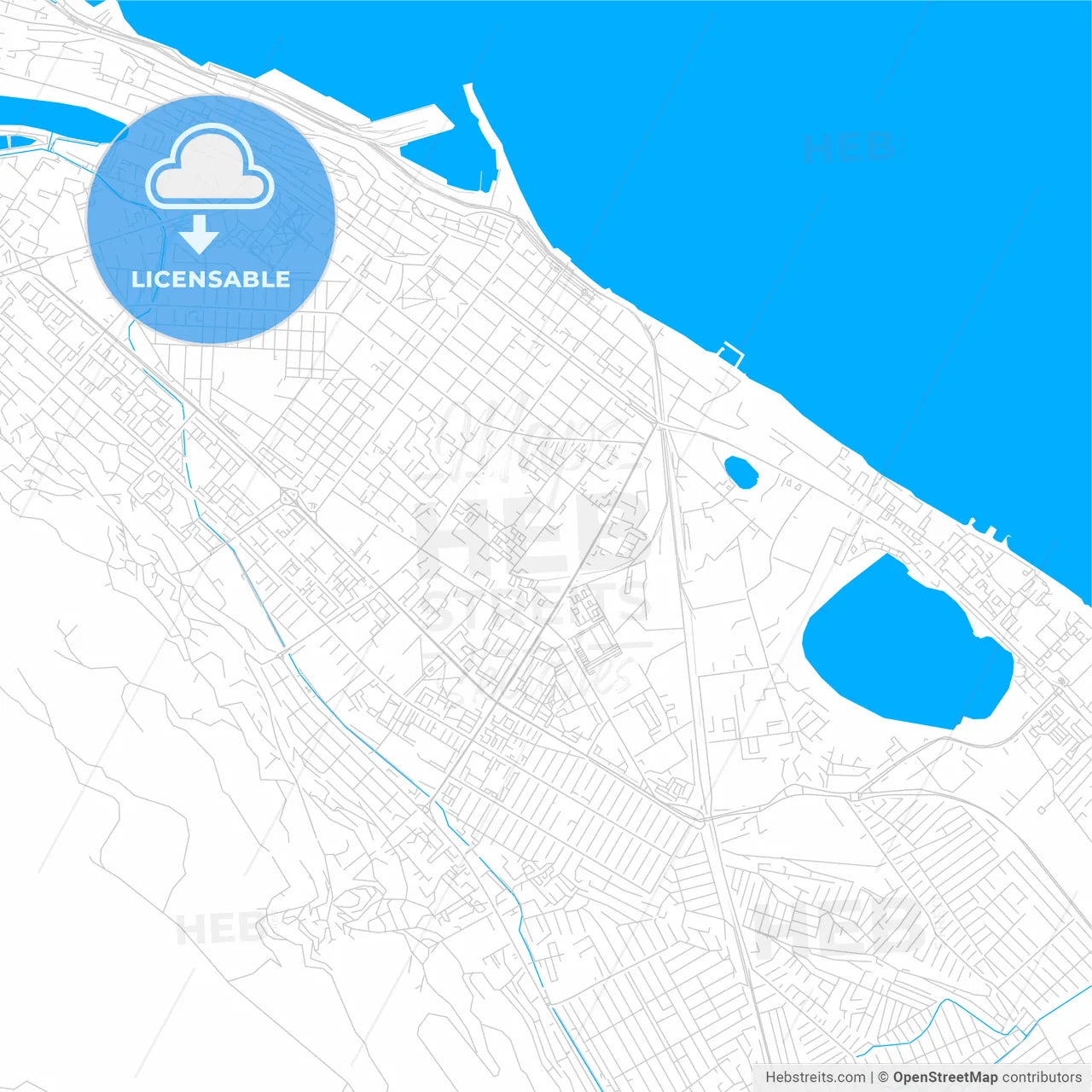 Makhachkala, Russia bright two-toned vector map