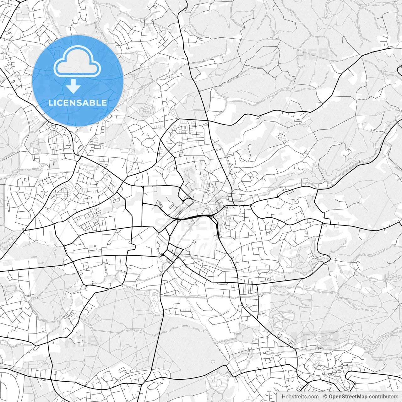 Vector PDF map of Bergisch Gladbach, Germany