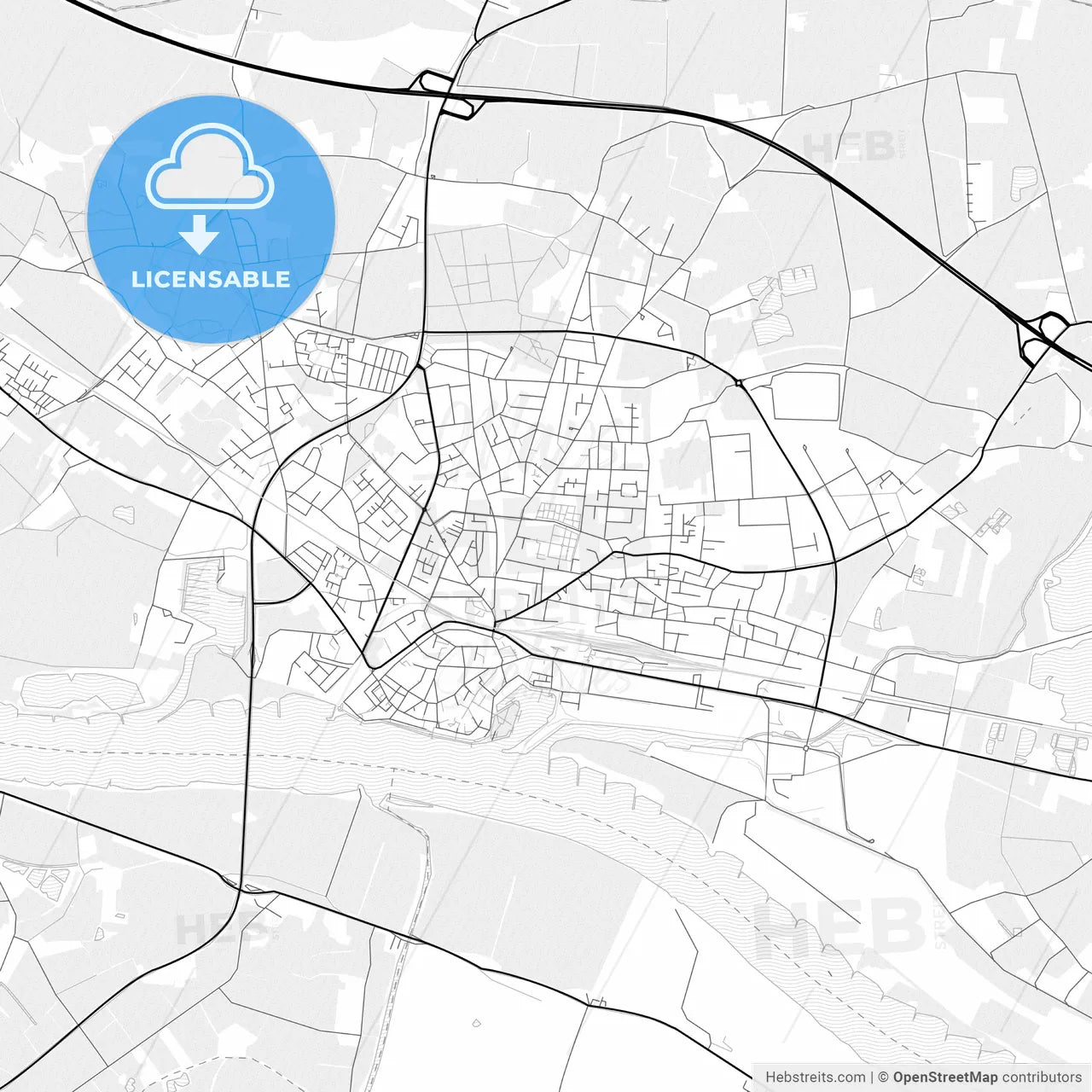 Vector PDF map of Emmerich am Rhein, Germany