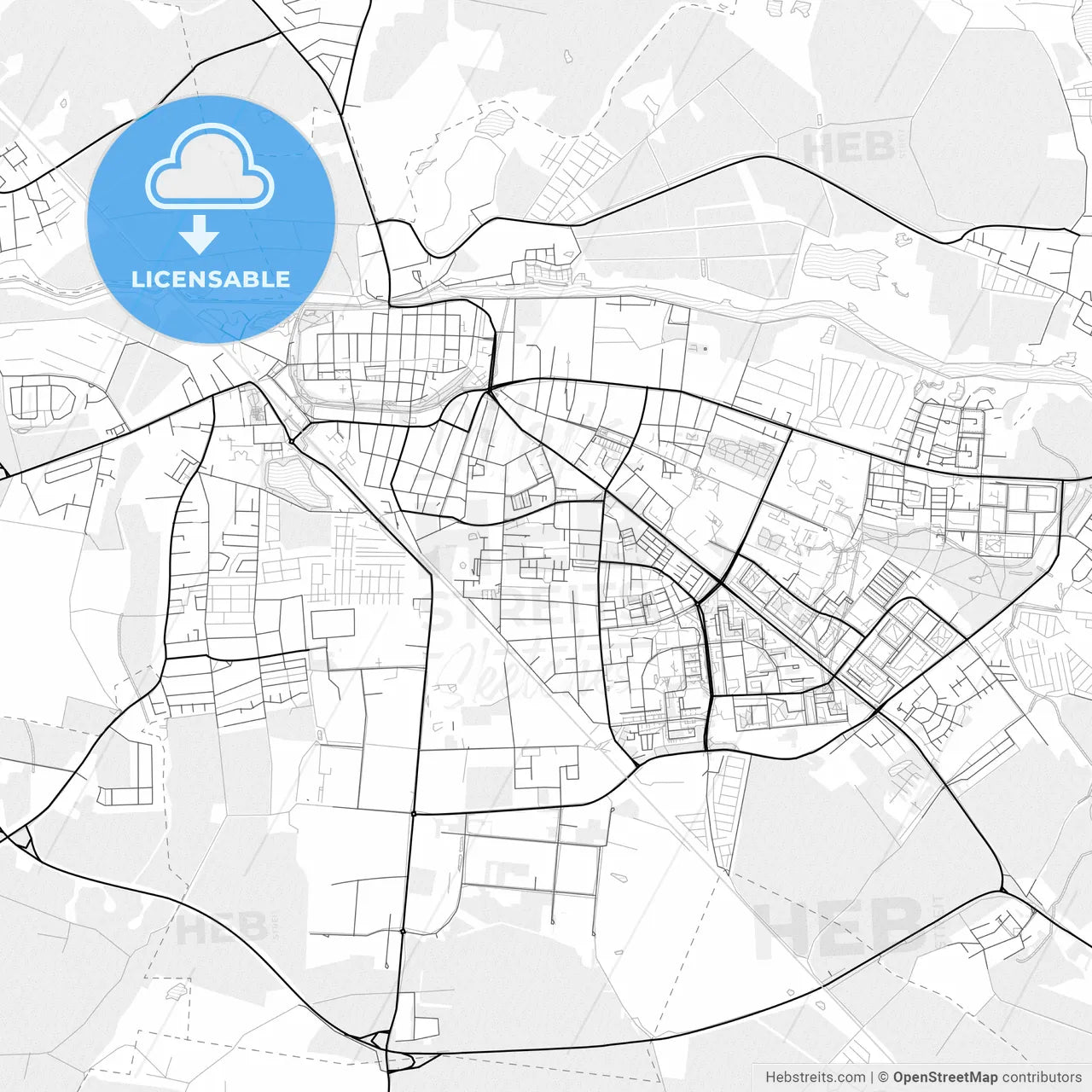 Vector PDF map of Greifswald, Germany