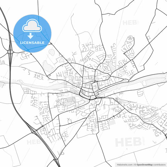 Vector PDF map of Drogheda, Ireland